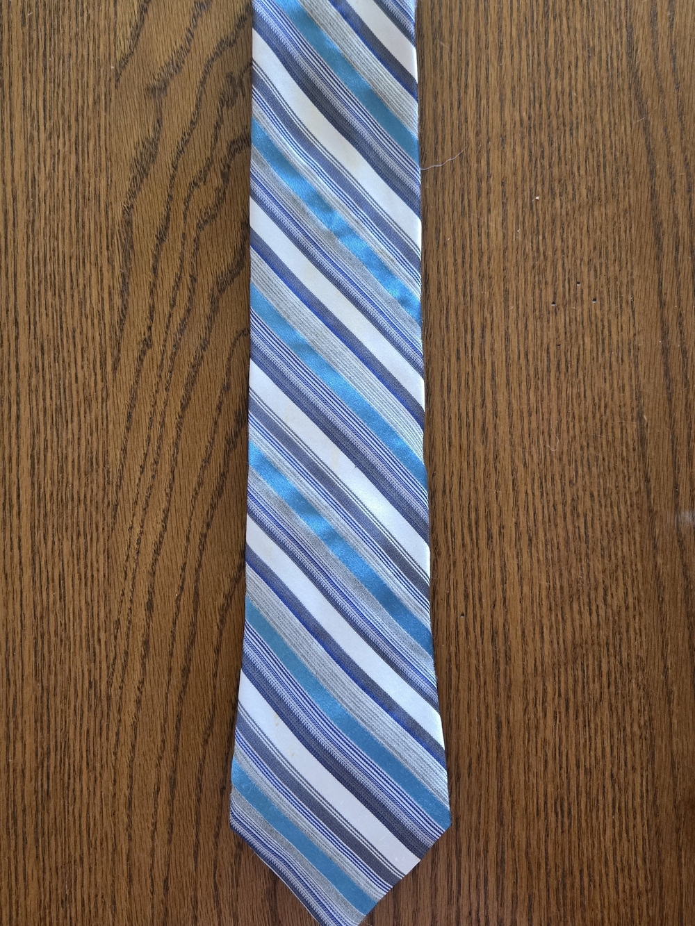 Calvin Klein Blue, Light Blue & White Diagonal Stripe Tie
